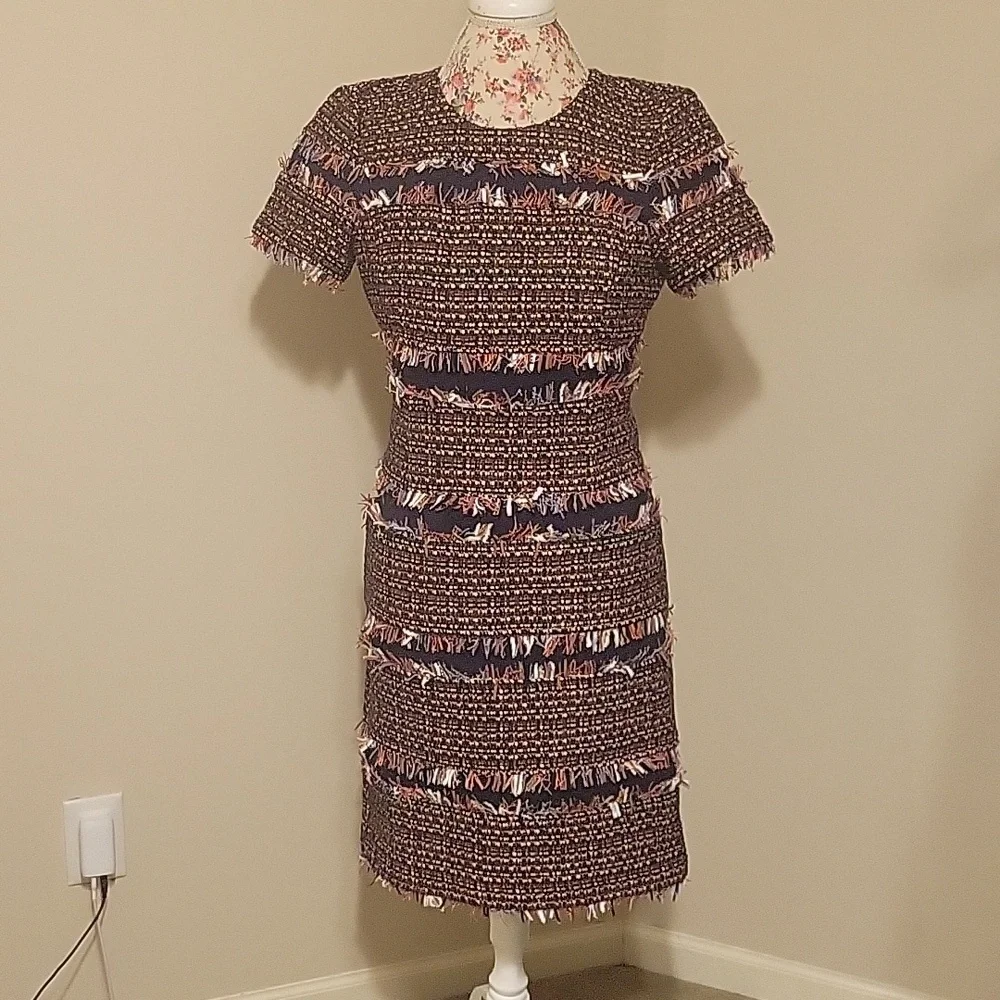 NWT Tory Burch Tweed Fringe Dress - Picture 2 of 5